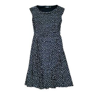 Ralph Lauren Black Label Dress Womens 0 Navy White Flowers Luxury Designer